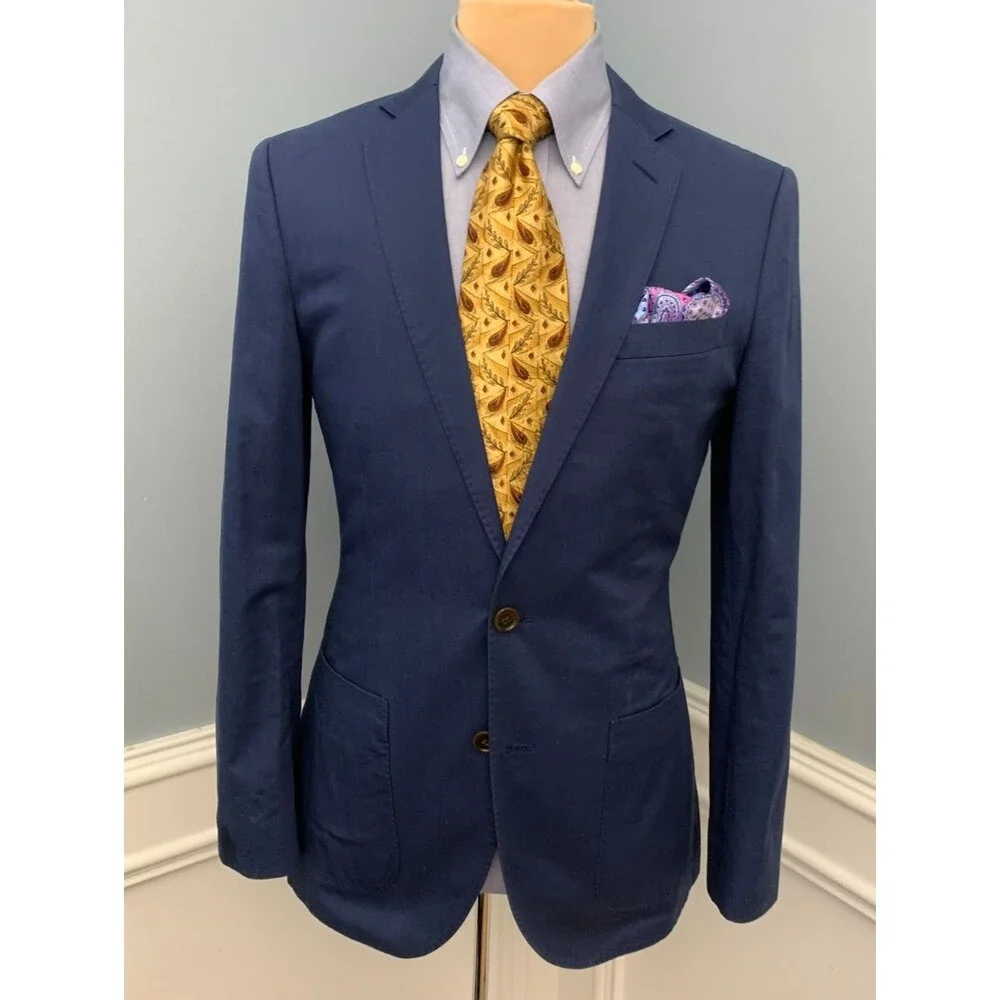 J Crew Blazer Mens 36R Ludlow Slim-Fit Larusmiani Cotton Twill Sportcoat Jacket